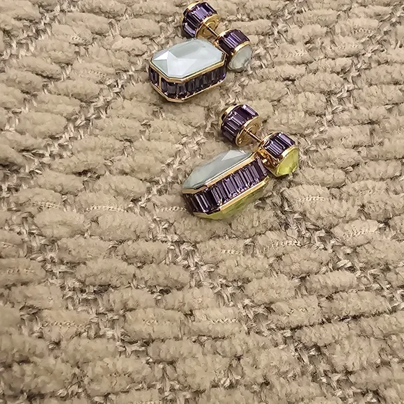 design.
Swarovski Orbita Reversible Drop Earrings - Green/ Purple/Blue - Picture 5 of 10